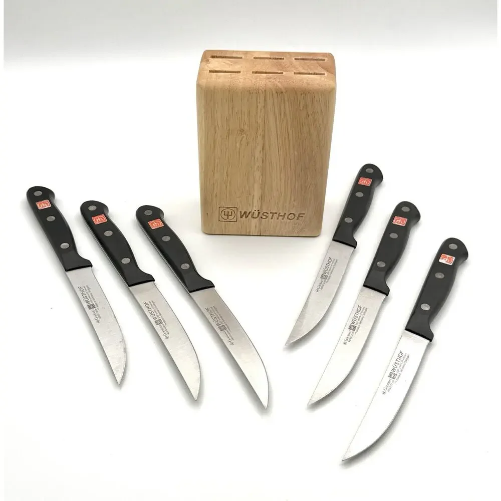 Set of 6 Wusthof Gourmet Knives Steak Knives With Block 4050 M/12cm - Germany